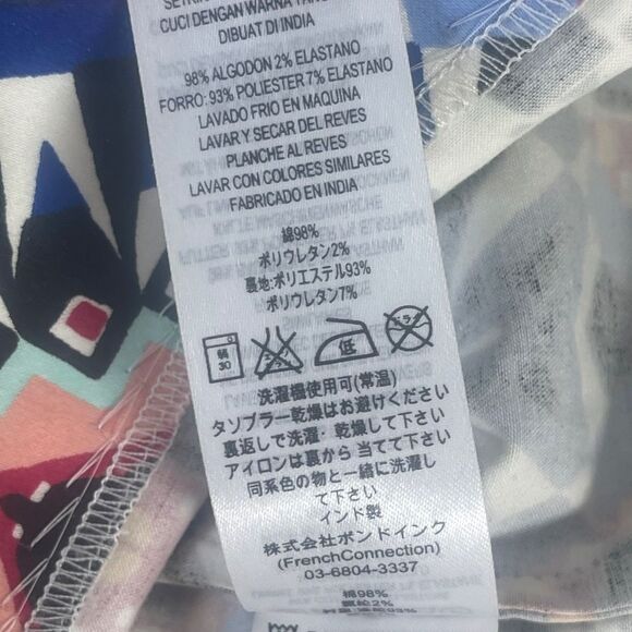 French Connection Electric Blue Mosaic Print Sheath Dress Sz 8 - Picture 8 of 8